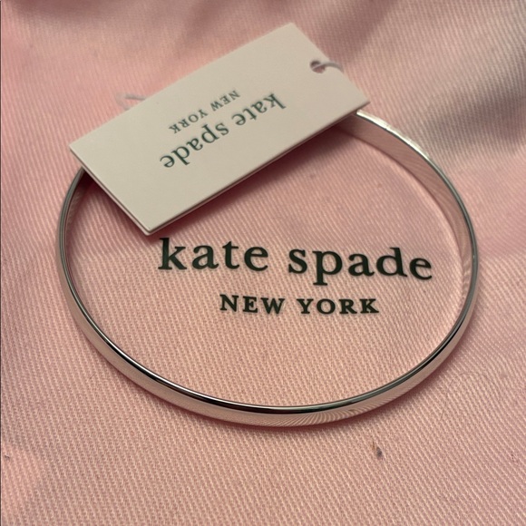 kate spade Silver Slim Bangle Bracelet Idiom w Dust Bag Find The Silver Lining - Picture 2 of 4
